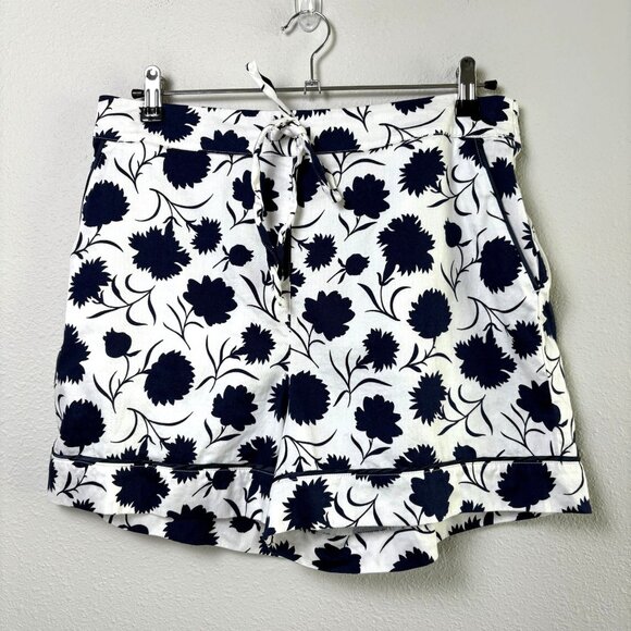 Boden Floral Pajama Set Top Shorts Size 10 White Blue Floral Sleepwear Cotton - Picture 4 of 16